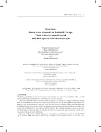 Overview: Seven Trace Elements in Icelandic Forage. Their Value in Animal Health and with Special Relation to Scrapie