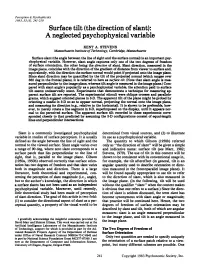 Surface Tilt (The Direction of Slant): a Neglected Psychophysical Variable