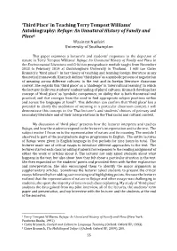 'Third Place' in Teaching Terry Tempest Williams' Autobiography