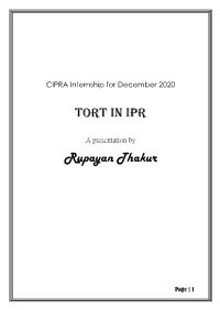 Tort in IPR Rupayan Thakur