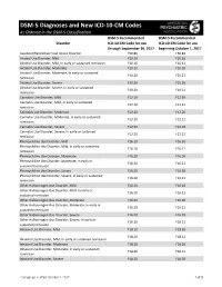 DSM-5 Diagnoses and New ICD-10-CM Codes