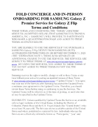 FOLD CONCIERGE and IN-PERSON ONBOARDING for SAMSUNG Galaxy Z Premier Service for Galaxy Z Flip Terms and Conditions