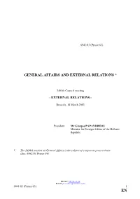 General Affairs and External Relations *