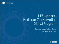 HPS Update: Heritage Conservation District Program