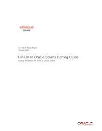 HP-UX to Oracle Solaris Porting Guide Getting Started on the Move to Oracle Solaris