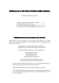 References to the Hare Krishna Maha-Mantra