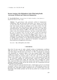 Remote Sensing of the Heliospheric Solar Wind Using Radio Astronomy Methods and Numerical Simulations