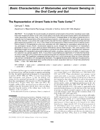The Representation of Umami Taste in the Taste Cortex1,2 Edmund T