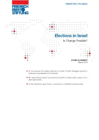 Elections in Israel : Is Change Possible?