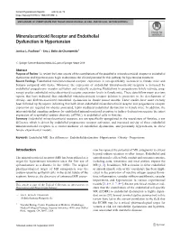 Mineralocorticoid Receptor and Endothelial Dysfunction in Hypertension