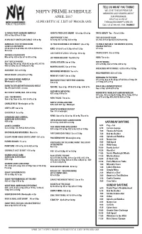 Nhptv Prime Schedule Members and Viewers About April 2017 Our Programs