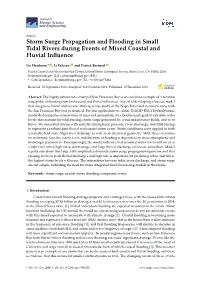 Storm Surge Propagation and Flooding in Small Tidal Rivers During Events of Mixed Coastal and Fluvial Inﬂuence