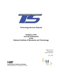 Technology Services Reports Analysis of the Journal of Research of The