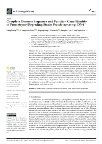 Complete Genome Sequence and Function Gene Identify of Prometryne-Degrading Strain Pseudomonas Sp