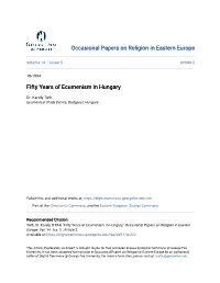 Fifty Years of Ecumenism in Hungary