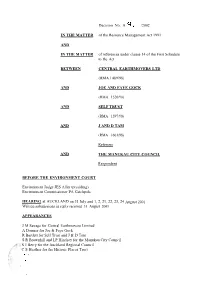IN the MATTER and in the MATTER BETWEEN and and and and Decision No. a /2002 of the Resource Management Act 1991 of References U