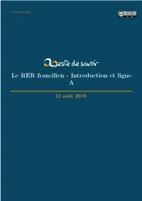 Le RER Francilien - Introduction Et Ligne A