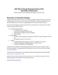 Summary of Requested Changes Altogether 66 Requests Were Considered, Recommending 116 Explicit Changes in the Code Set
