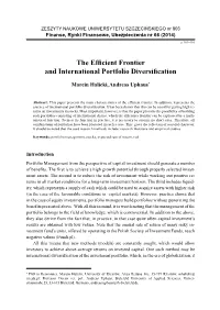 The Efficient Frontier and International Portfolio Diversification 103