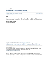 Aqueous Phase Ozonation of Methanethiol and Dimethyl Disulfide