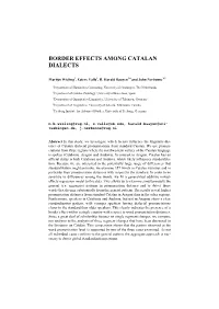 Border Effects Among Catalan Dialects