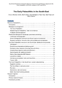 Early Palaeolithic (2010 with Revisions in 2017 and 2019)