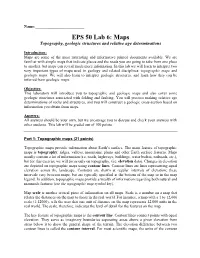 EPS 50 Lab 6: Maps Topography, Geologic Structures and Relative Age Determinations