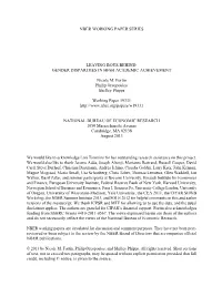 Nber Working Paper Series Leaving Boys Behind