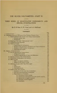 The Silver Voltameter—Part Iv
