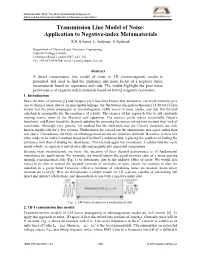 Transmission Line Model of Noise: Application to Negative-Index Metamaterials R.R.A.Syms, L