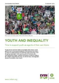 YOUTH and INEQUALITY Time to Support Youth As Agents of Their Own Future