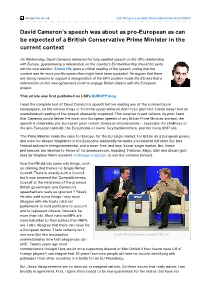 David Cameron's Speech Was About As Pro-European As Can Be Expected of a British Conservative Prime Minister in the Current Co