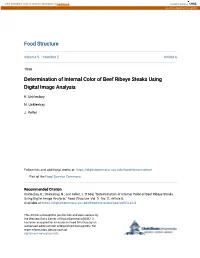Determination of Internal Color of Beef Ribeye Steaks Using Digital Image Analysis