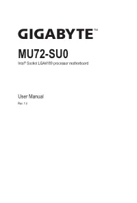 MU72-SU0 Intel® Socket LGA4189 Processor Motherboard