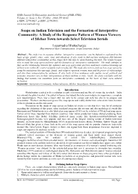Soaps on Indian Television and the Formation of Interpretive Community