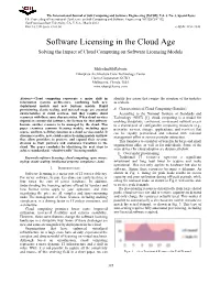Software Licensing in the Cloud Age Solving the Impact of Cloud Computing on Software Licensing Models