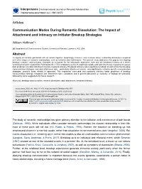 The Impact of Attachment and Intimacy on Initiator Breakup Strategies