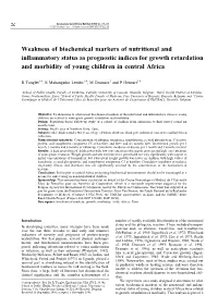Weakness of Biochemical Markers of Nutritional and Inflammatory Status