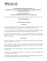 Capacity Building Training Programme on Integrated Use of Geospatial and Statistical Data for Land Information in Central Asia (Phase VI)