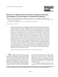 Differences in Alpha and Beta Diversities of Epigeous Arthropod