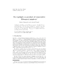 On Repdigits As Product of Consecutive Fibonacci Numbers1