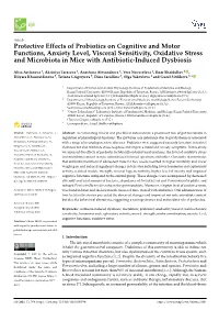 Protective Effects of Probiotics on Cognitive and Motor Functions, Anxiety Level, Visceral Sensitivity, Oxidative Stress And