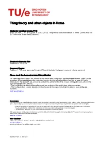 Thing Theory and Urban Objects in Rome