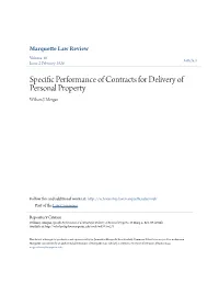 Specific Performance of Contracts for Delivery of Personal Property