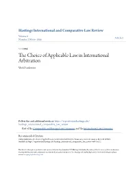 The Choice of Applicable Law in International Arbitration, 9 Hastings Int'l & Comp