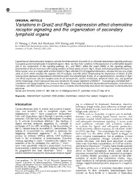 Variations in Gnai2 and Rgs1 Expression Affect Chemokine Receptor Signaling and the Organization of Secondary Lymphoid Organs