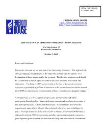 2008 Osce Human Dimension Implementation Meeting