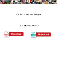 For Each Loop Java Example