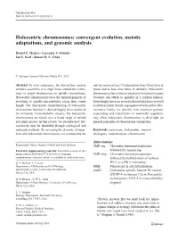 Holocentric Chromosomes: Convergent Evolution, Meiotic Adaptations, and Genomic Analysis
