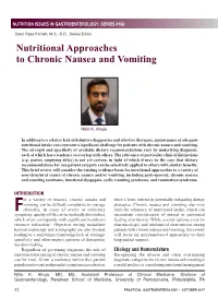Nutritional Approaches to Chronic Nausea and Vomiting